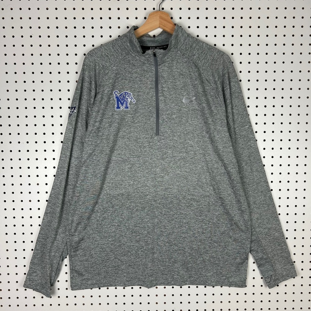 Nike 1 Cent Dri-Fit 1/2 Zip Pullover Large Memphis Tiger Grey Basketball Team PE